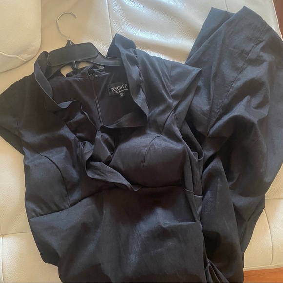 XSCAPE by Joanna Chen Black Ruffle Ruched Bodycon Dress - Picture 9 of 14